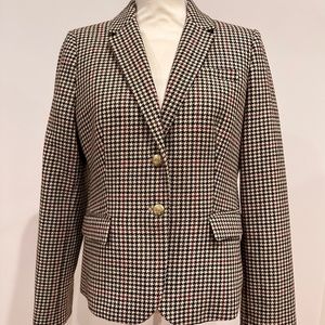 J. Crew Wool-blend Houndstooth Schoolboy Fitted Blazer Size 12